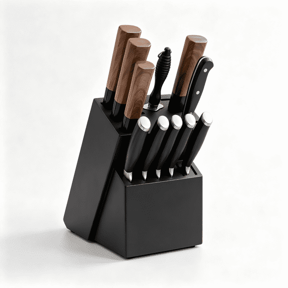 Universal Knife Block Holder -14 Slot Bamboo Knife Storage Organizer for Countertop, Fits Chef Knives, Scissors, and Sharpening Rod, Black