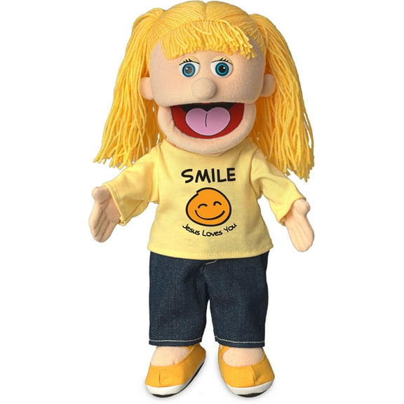 14" Smile Jesus Loves You, Peach Girl, Christian Ministry Hand Puppet