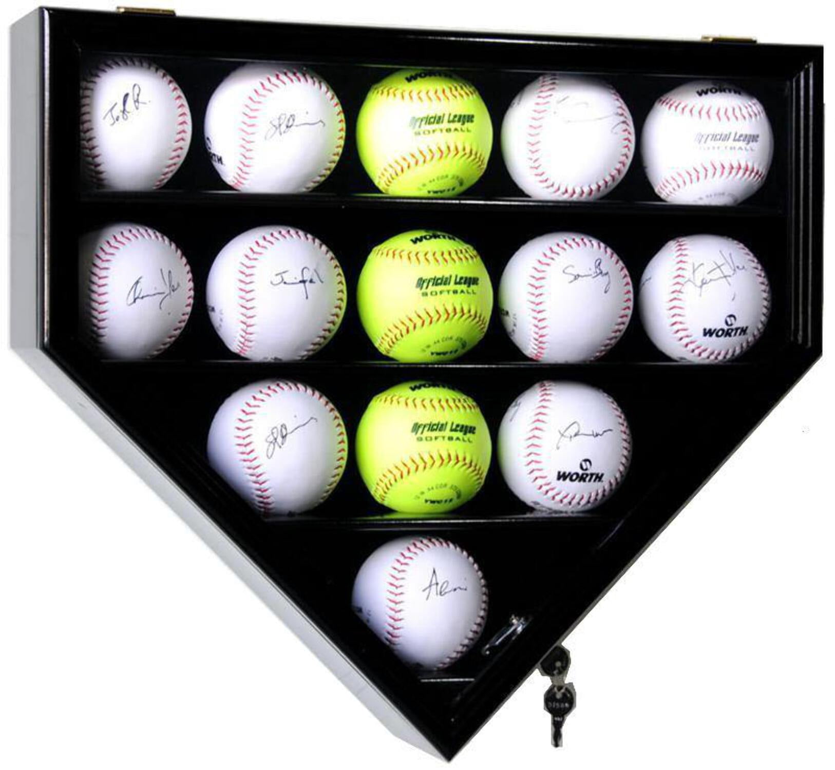 Softball Box 14 Softball Ball Display Case Cabinet - Home Plate Shaped - Walmart.com