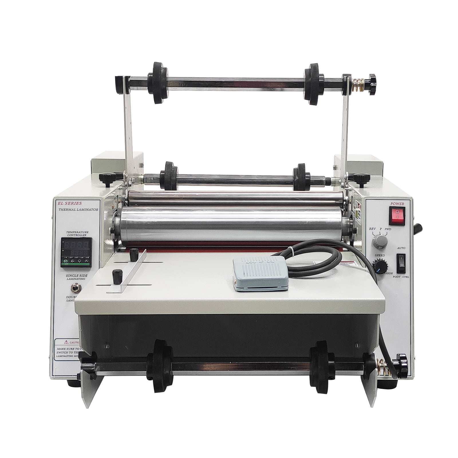 14" Steel Roller Thermal Laminator Hot Cold Roll Laminating Machine with Winding Mechanism 110V