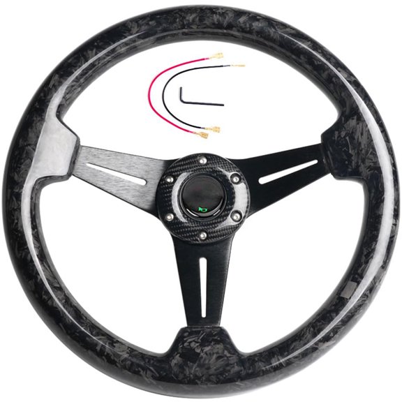 14" Steering Wheel With Forging Carbon Fiber Surfaces And Heat Resistant Aluminum Frame Smooth Contoured Grip