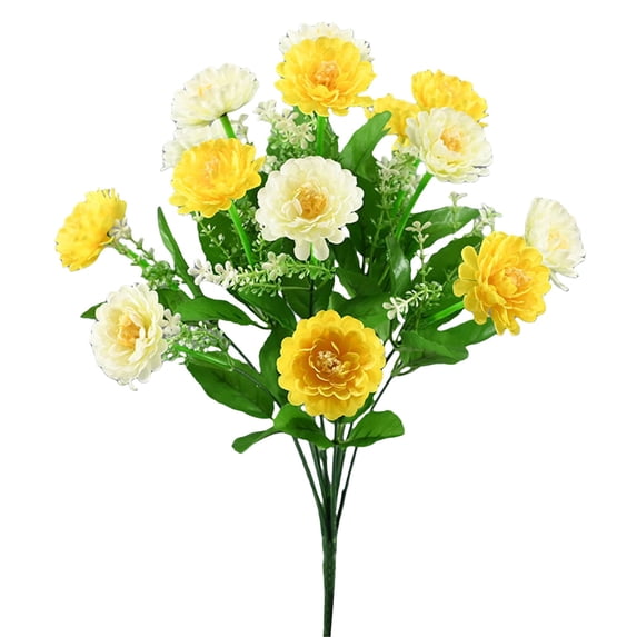 14 Stem Artificial Sunflower Bouquet in Vase, Fade Resistant All Weather Fake Flowers, Memorial Arrangement for Cemetery, Patriotic Day, Home Table Decor
