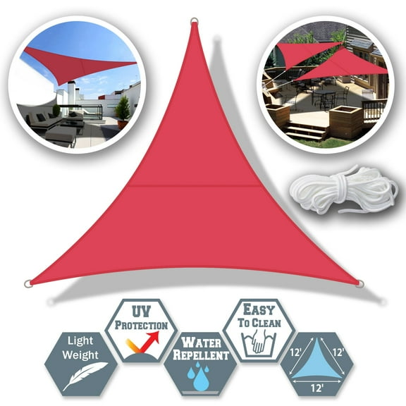 14' Sun Shade Sail UV Top Cover Canopy Triangle for Outdoor Patio Lawn Pool Deck
