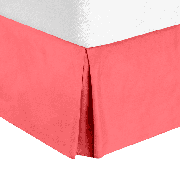 14" Tailored Pleated Bed Skirt Dust Ruffle, Cal King, Coral Pink, by Clara Clark
