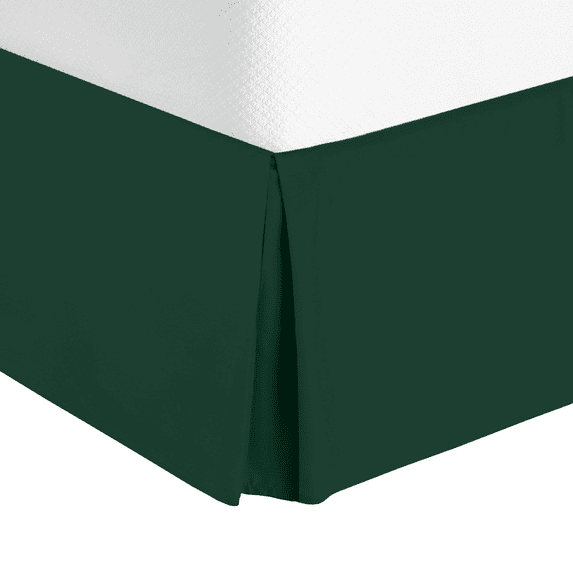 14" Tailored Pleated Bed Skirt Dust Ruffle, Cal King, Hunter Green, by Clara Clark