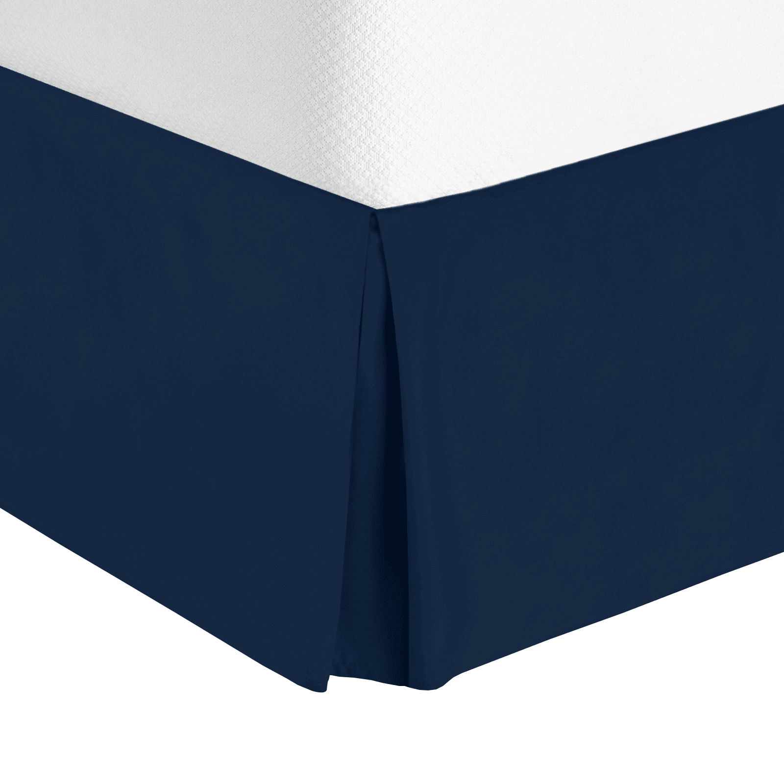 14" Tailored Pleated Bed Skirt Dust Ruffle, Cal King, Navy Blue, by Clara Clark