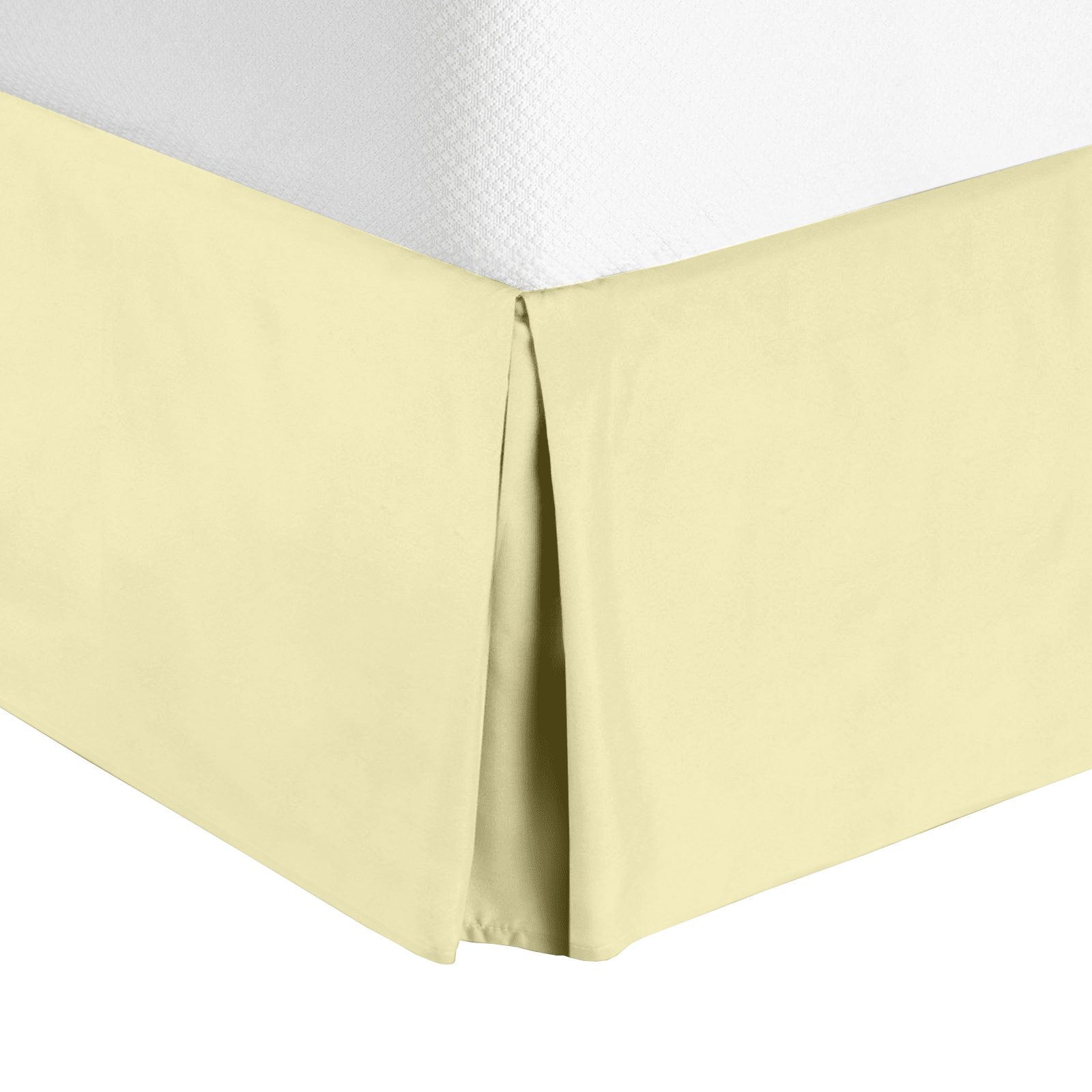 14" Tailored Pleated Bed Skirt Dust Ruffle, Cal King, Vanilla Yellow, by Clara Clark