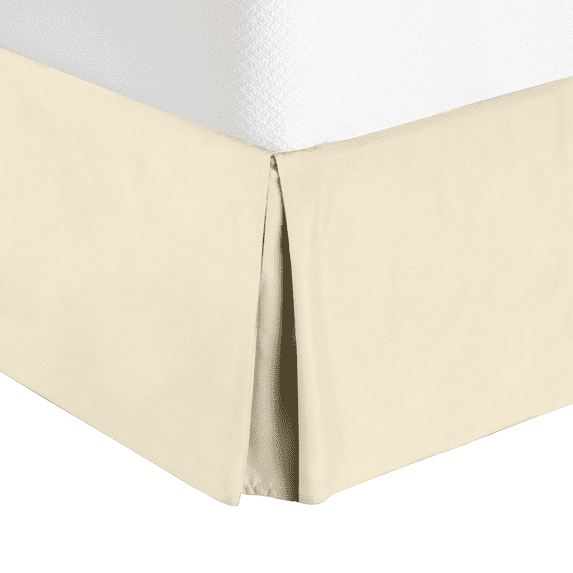 14" Tailored Pleated Bed Skirt Dust Ruffle, Full, Beige, by Clara Clark