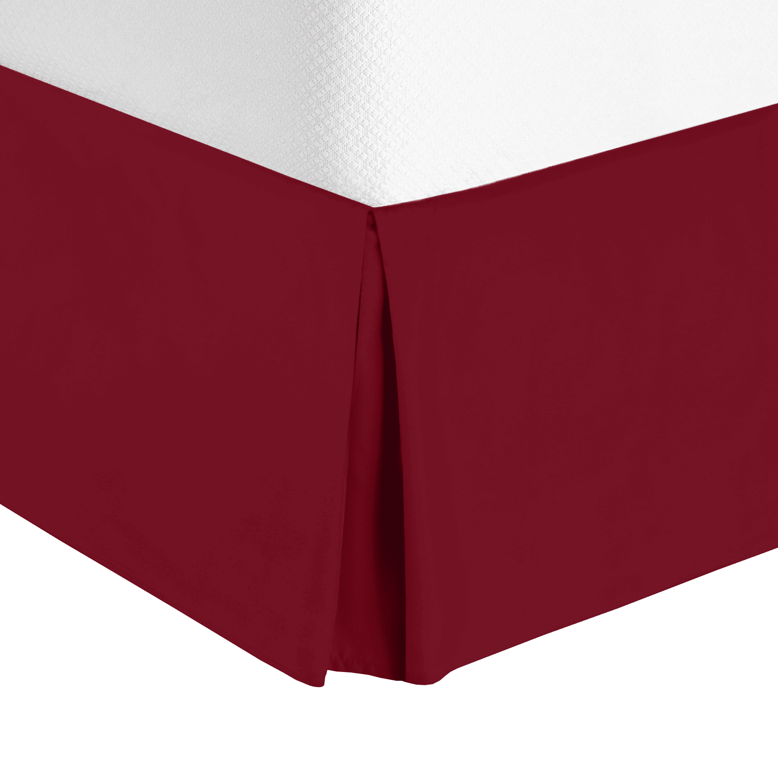 14" Tailored Pleated Bed Skirt Dust Ruffle, Full XL, Burgundy, by Clara Clark