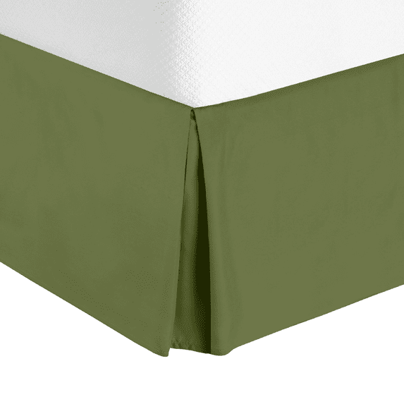 14" Tailored Pleated Bed Skirt Dust Ruffle, Full XL, Cala Green, by Clara Clark