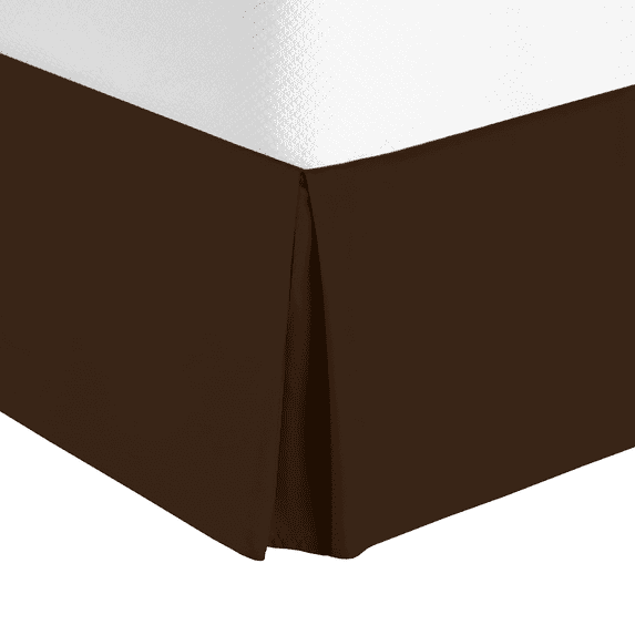 14" Tailored Pleated Bed Skirt Dust Ruffle, Full XL, Chocolate Brown, by Clara Clark