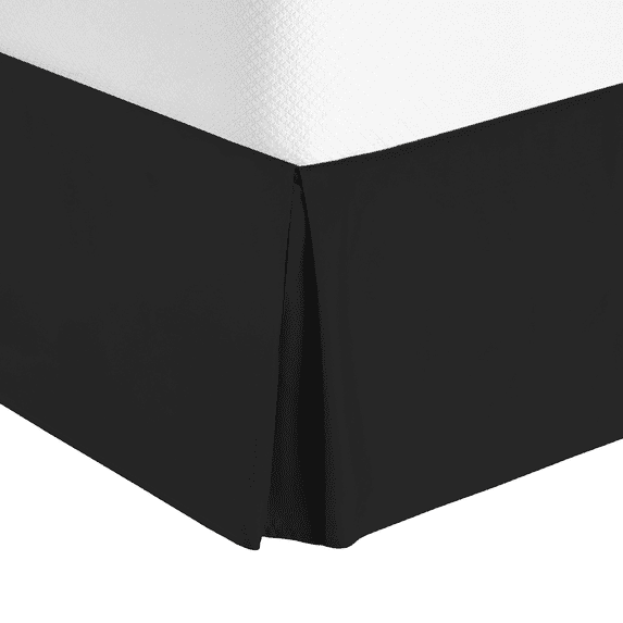 14" Tailored Pleated Bed Skirt Dust Ruffle, King, Black, by Clara Clark