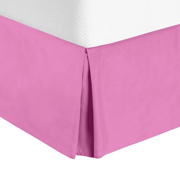 14" Tailored Pleated Bed Skirt Dust Ruffle, King, Light Pink, by Clara Clark