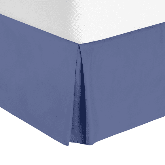 14" Tailored Pleated Bed Skirt Dust Ruffle, King, Steel Blue, by Clara Clark