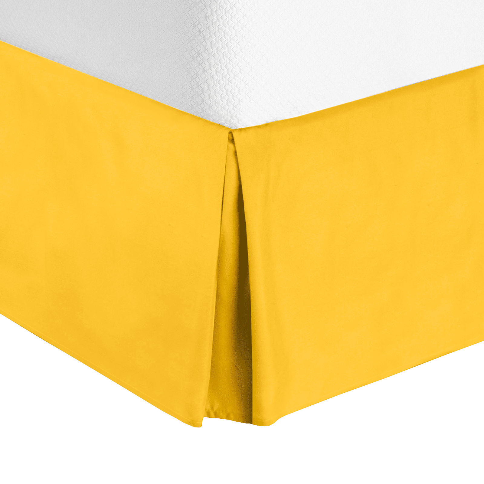 14" Tailored Pleated Bed Skirt Dust Ruffle, King, Yellow, by Clara Clark