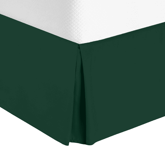 14" Tailored Pleated Bed Skirt Dust Ruffle, Queen, Hunter Green, by Clara Clark