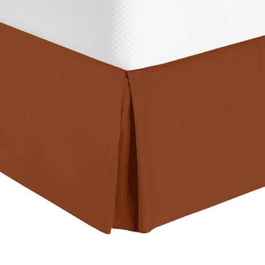 14" Tailored Pleated Bed Skirt Dust Ruffle, Queen, Rust Orange, by Clara Clark