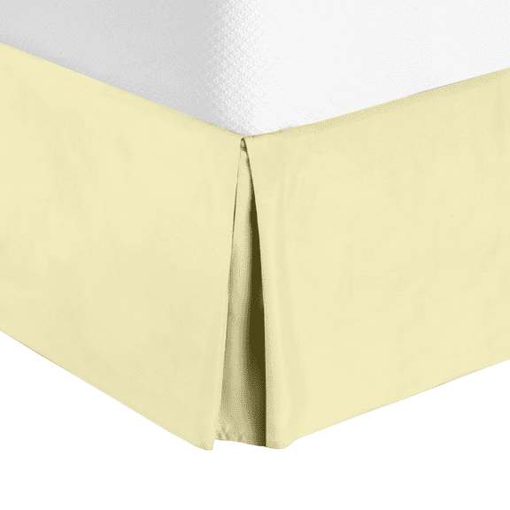 14" Tailored Pleated Bed Skirt Dust Ruffle, Queen, Vanilla Yellow, by Clara Clark