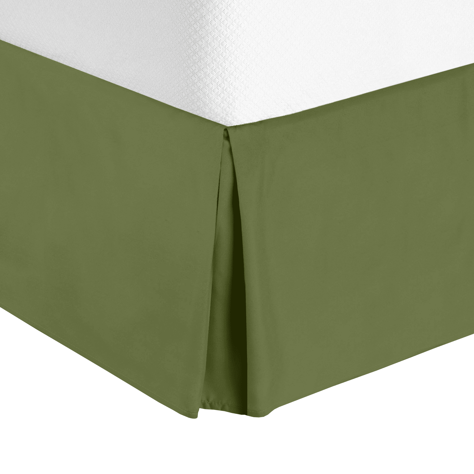 14" Tailored Pleated Bed Skirt Dust Ruffle, Twin XL, Cala Green, by Clara Clark