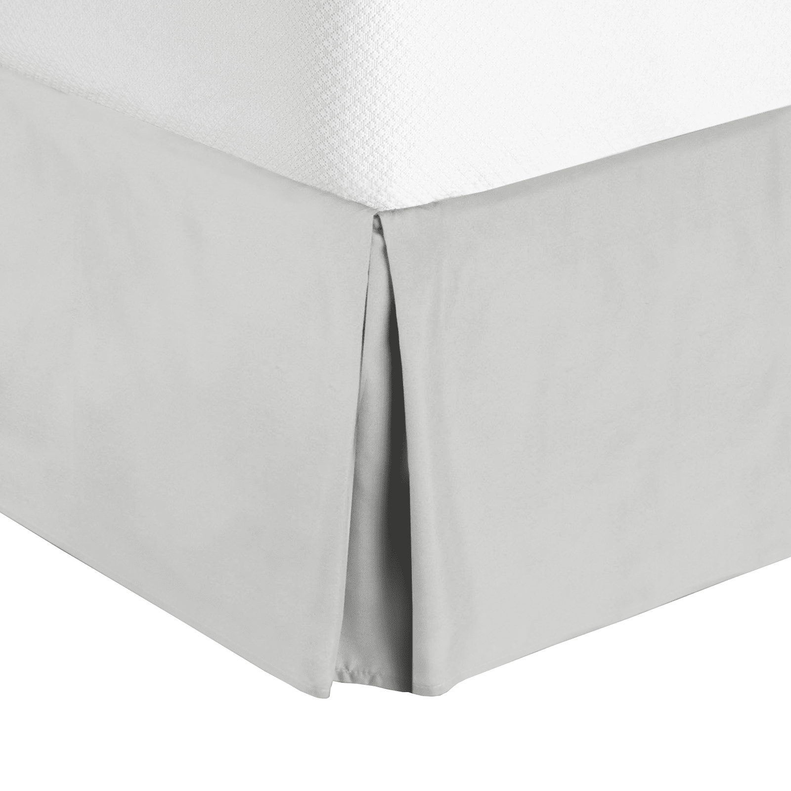 14" Tailored Pleated Bed Skirt Dust Ruffle, Twin XL, Silver, by Clara Clark