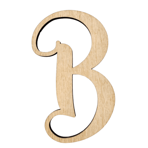 14" Tall BIRCH Wood Letter B | 1/4" Thick | Wood Craft Letter | Starfish Font | Script Font