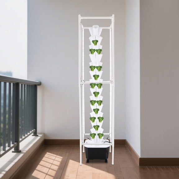 14-Tier 70 Plant Holes Hydroponic Grow Tower, Vertical Circulating Water Culture Plant Kit with Wheels&25L Water Tank for Garden