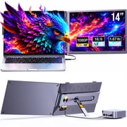 Laptop Screen Extender, 14" FHD 1080P IPS Portable Dual Monitor for Laptop, USB-C/HDMI Compatible, Plug & Play, Lightwei