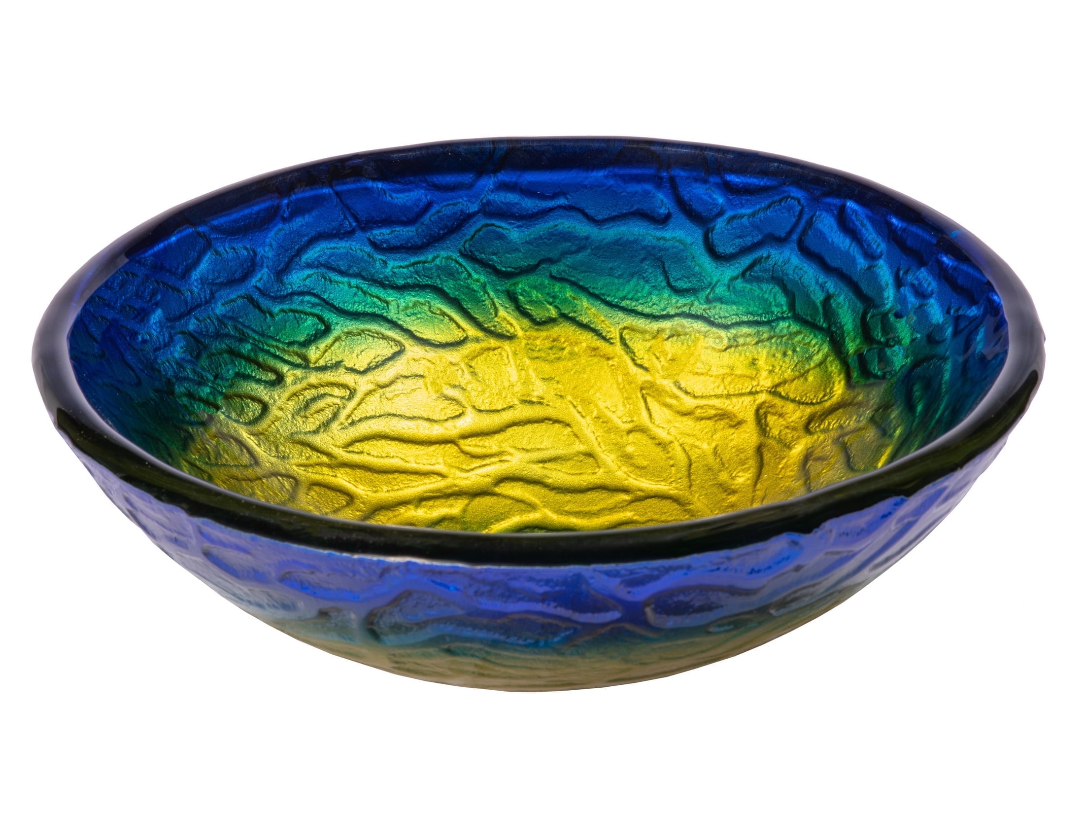 14.25'' Blue and Yellow Glass Vessel Sink
