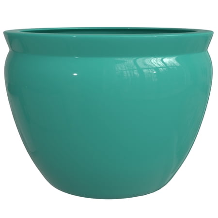 Red Lantern 14" Turquoise Porcelain Fishbowl Planter