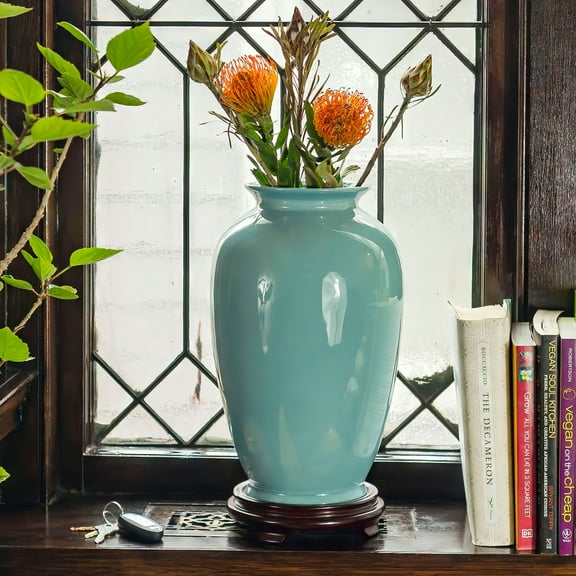 14" Turquoise Tung Chi Vase