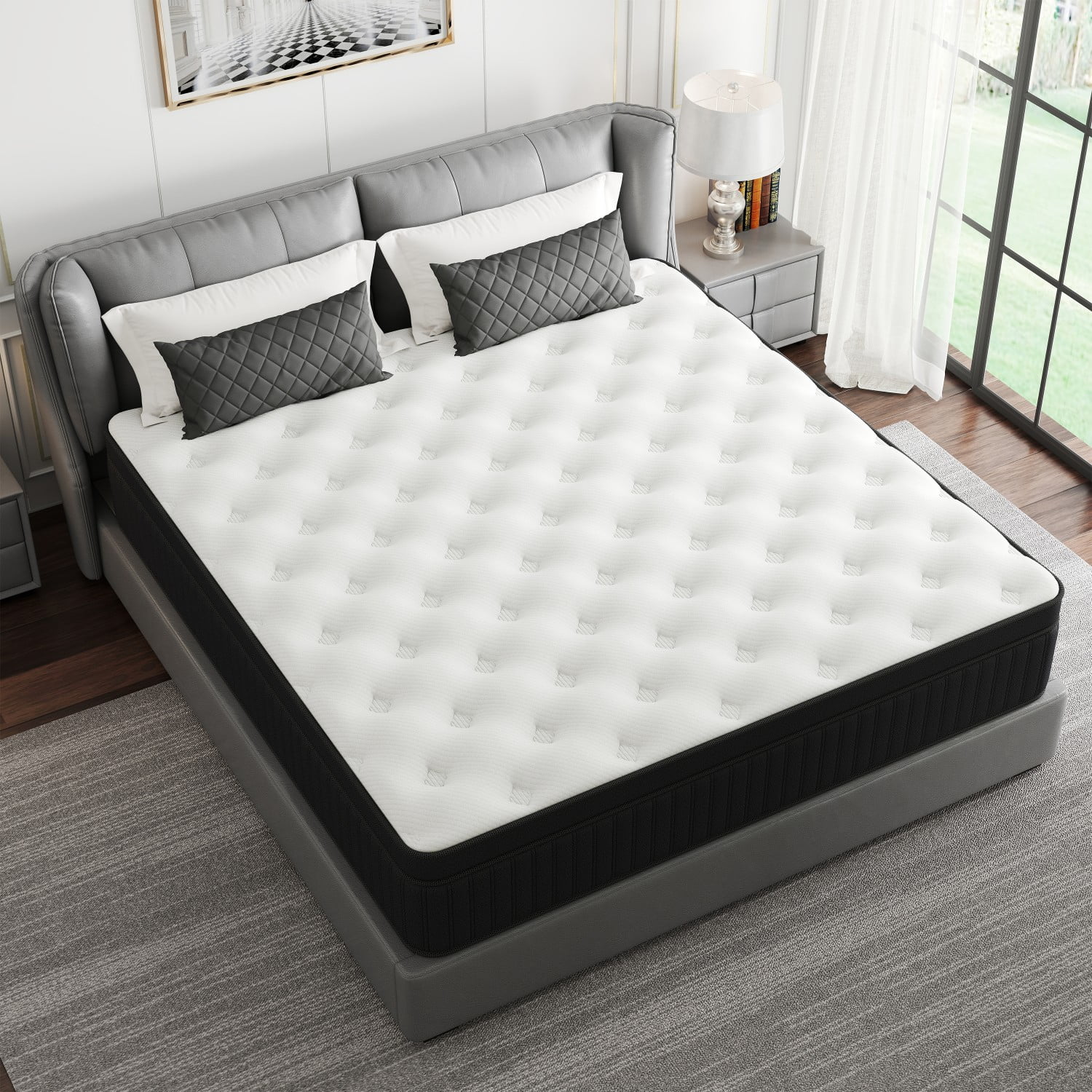 MEANDAROL 14" Twin,Gel Infused Memory Foam and Pocket Spring Hybrid Mattress in a Box,Adult