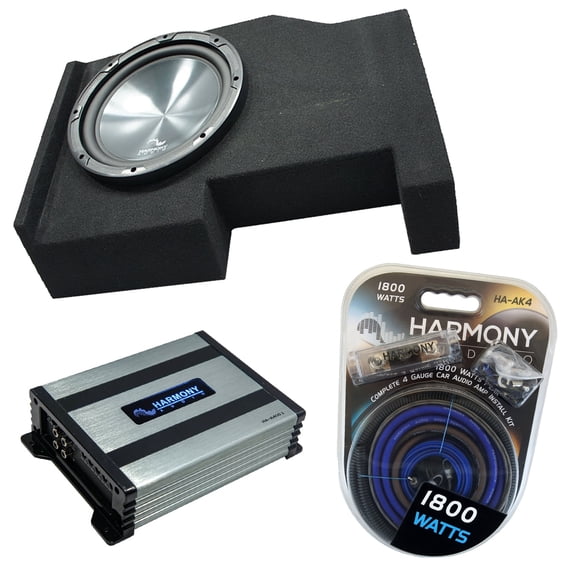 14-UP Chevy Silverado Crew Cab Harmony HA-R104 Single 10 Sub Box HA-A400.1 Amp
