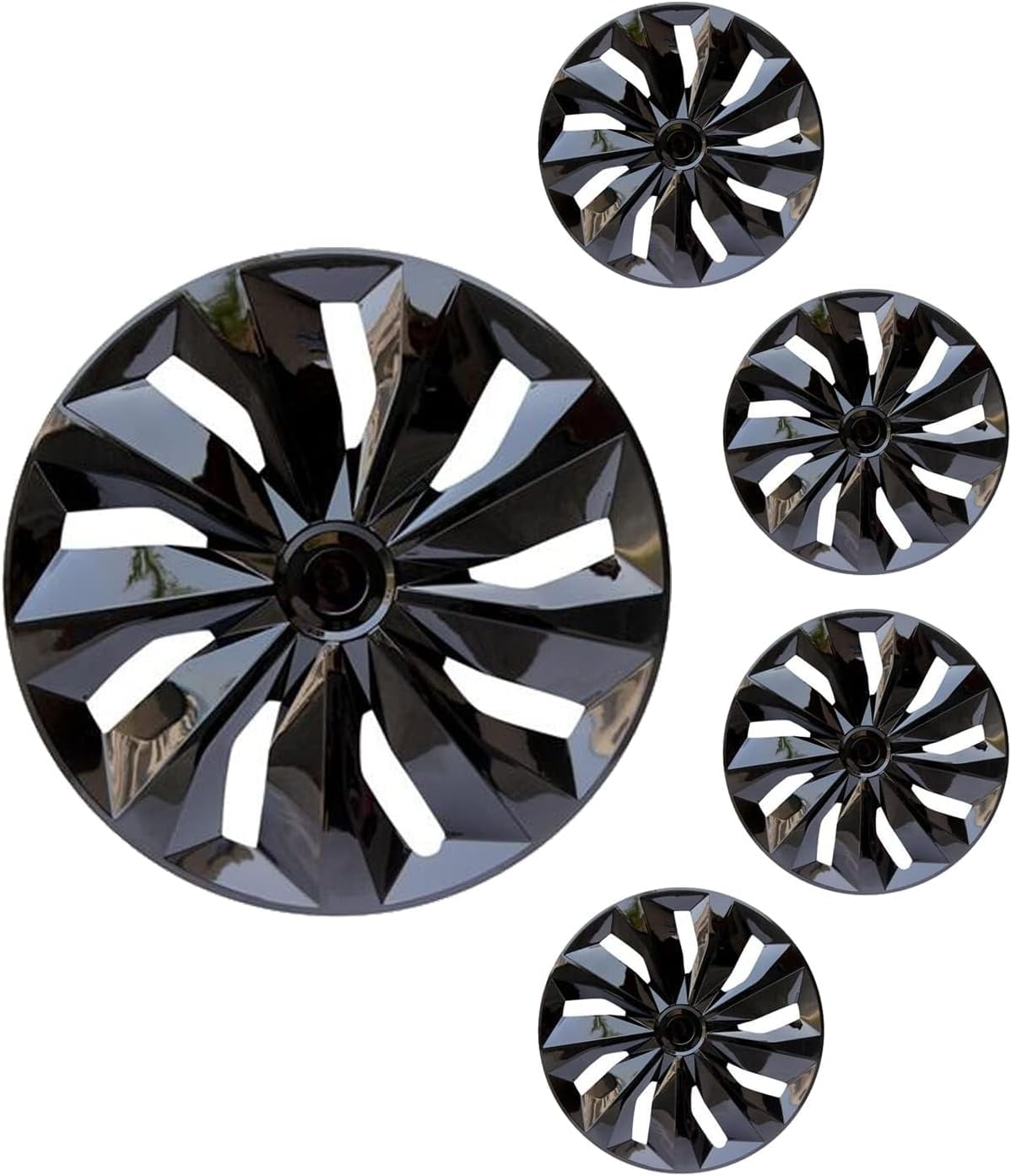 14" Universal Hubcaps for Steel Wheel Rims Cover Snap On installation Set of 4 ,PP Material Black Lacquer