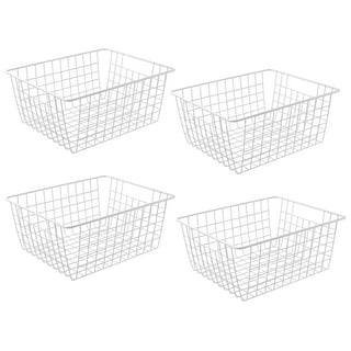 16inch Freezer Wire Storage Organizer Baskets, Household Refrigerator Bins with Built-In Handles for Cabinet, Pantry, Closet, Bedroom