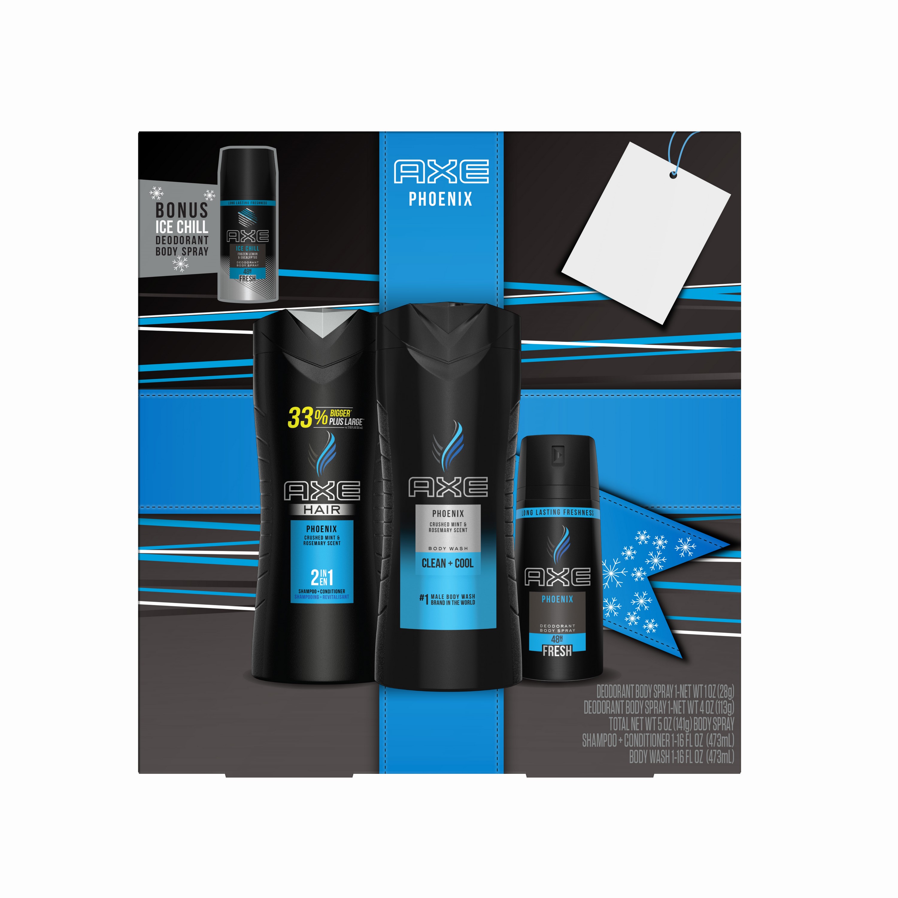 ($14 Value) AXE 4-pc Phoenix Holiday Gift Set (Body Spray, Bodywash, Shampoo with Bonus Body Spray) - image 1 of 7