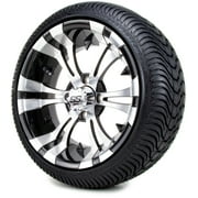 GOLF CART KING 14" Vampire Machined & Black Golf Cart Wheels & Low Profile Tires Combo Set of 4