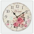 thumbnail image 1 of 14" Vintage French Wall Clock Beautiful Rose Floral Pattern Wall Clock Roman Numerals Battery Operated Wooden Quartz Wall Clock (1), 1 of 5