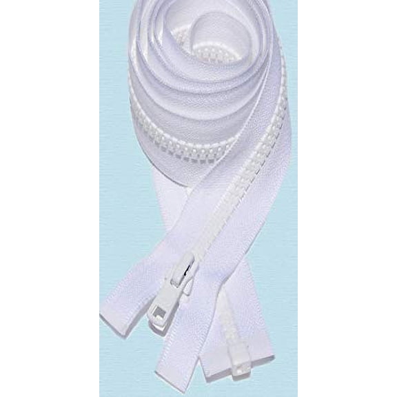 14" Vislon Zipper, YKK #5 Molded Plastic Separating Bottom - Medium Weight By Each (White 501)