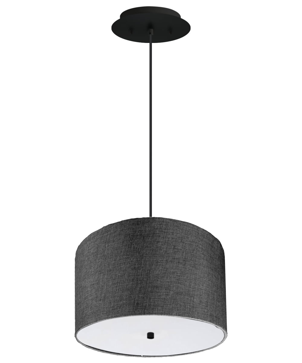 Home Concept 14" W 2 Light Pendant Granite Gray Shade with Diffuser, Black Cord