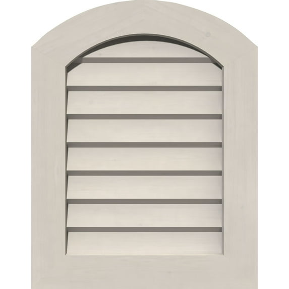 14"W x 16"H Arch Top Gable Vent (19"W x 21"H Frame Size): Primed, Non-Functional, Smooth Pine Gable Vent w/ Decorative Face Frame