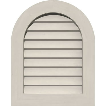 14"W x 18"H Round Top Gable Vent (19"W x 23"H Frame Size): Primed, Non-Functional, Smooth Western Red Cedar Gable Vent w/ Decorative Face Frame