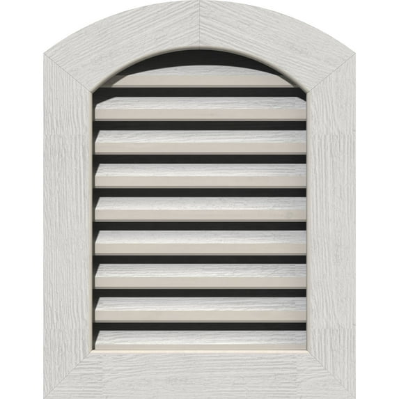 14"W x 24"H Arch Top Gable Vent (19"W x 29"H Frame Size): Primed, Functional, Rough Sawn Western Red Cedar Gable Vent w/ 1" x 4" Flat Trim Frame