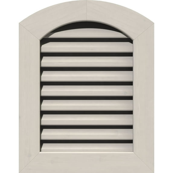 14"W x 26"H Arch Top Gable Vent (19"W x 31"H Frame Size): Primed, Functional, Smooth Western Red Cedar Gable Vent w/ 1" x 4" Flat Trim Frame