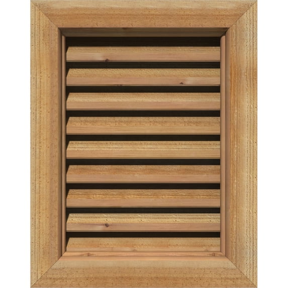 14"W x 26"H Rectangle Gable Vent (19"W x 31"H Frame Size): Unfinished, Functional, Rough Sawn Western Red Cedar Gable Vent w/ Brick Mould Face Frame