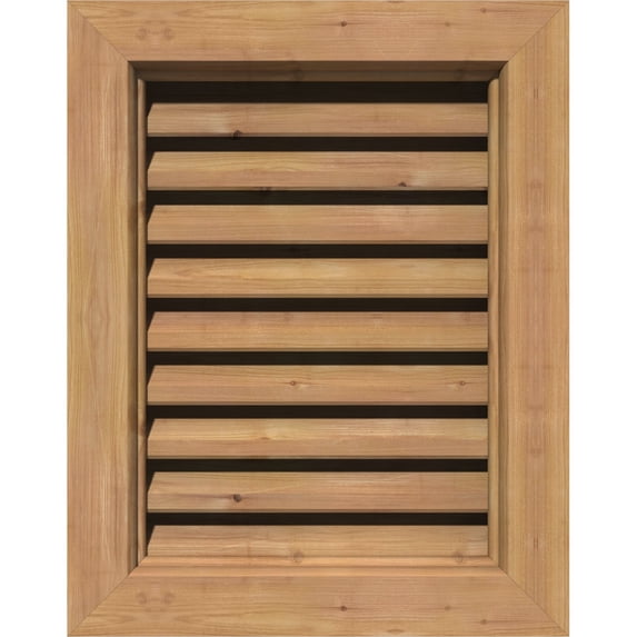 14"W x 26"H Rectangle Gable Vent (19"W x 31"H Frame Size): Unfinished, Functional, Smooth Western Red Cedar Gable Vent w/ Brick Mould Face Frame