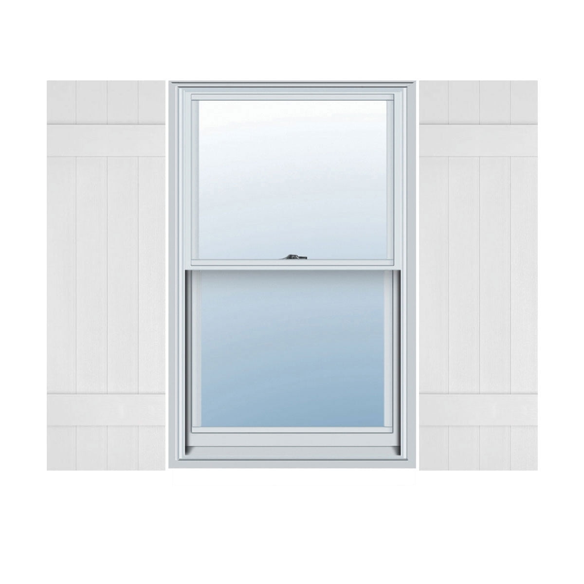 14"W x 28"H Lifetime Vinyl, Custom Four Board Joined (2 Batten), Board-n-Batten Shutters, White