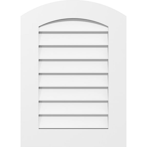 14"W x 30"H Arch Top Surface Mount PVC Gable Vent: Non-Functional, w/ 3-1/2"W x 1"P Standard Frame