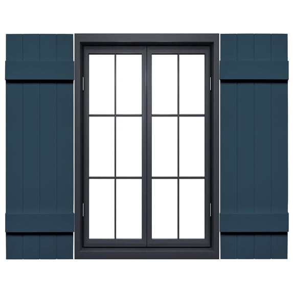 14"W x 31"H Mid-America Vinyl, Standard Size Four Board Joined Shutters, w/Installation Shutter-Lok's & Matching Screws, 036 - Classic Blue
