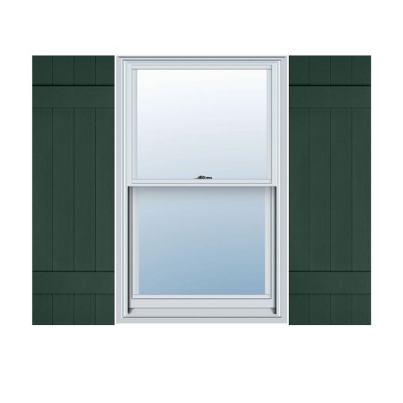 14"W x 31"H Mid-America Vinyl, Standard Size Four Board Joined Shutters, w/Installation Shutter-Lok's & Matching Screws, 122 - Midnight Green