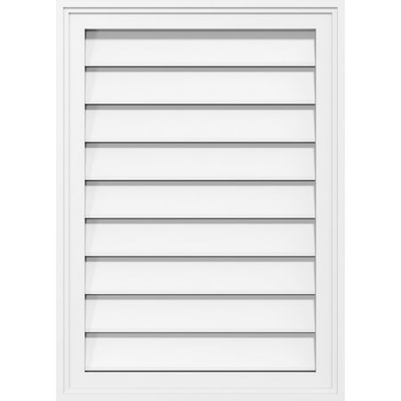 14"W x 36"H Rectangle Surface Mount PVC Gable Vent: Functional, w/ 2"W x 1-1/2"P Brickmould Frame